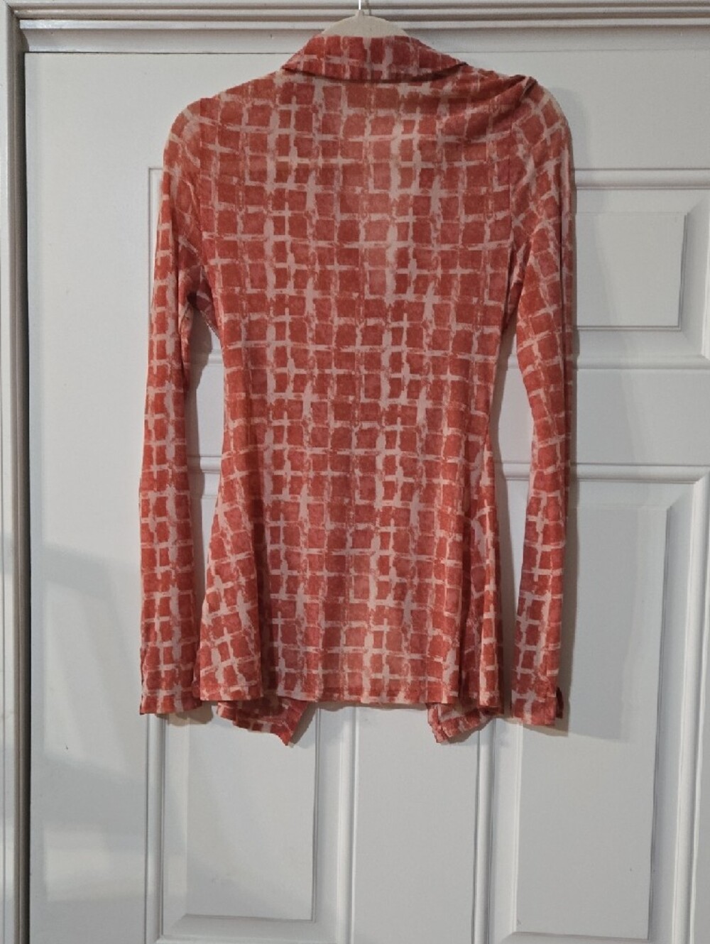 Free People Rust Grid Ruched Button-Front Top - Picture 8 of 8